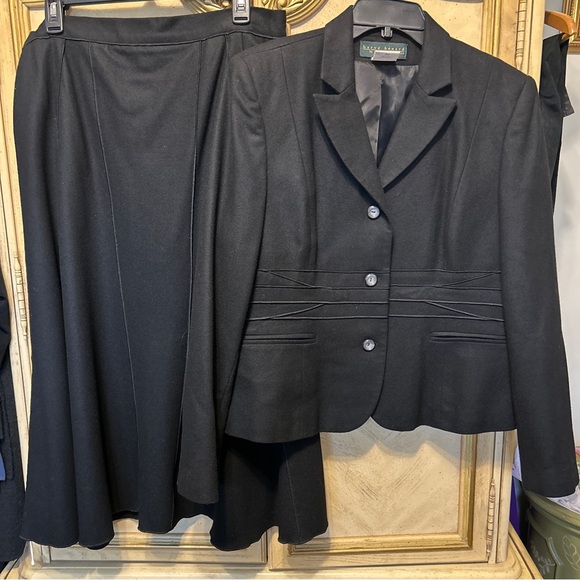 Harve Benard Jackets & Blazers - Harve Benard Black Wool Mix 2 PC SET Blazer & Long Paneled Midi Skirt